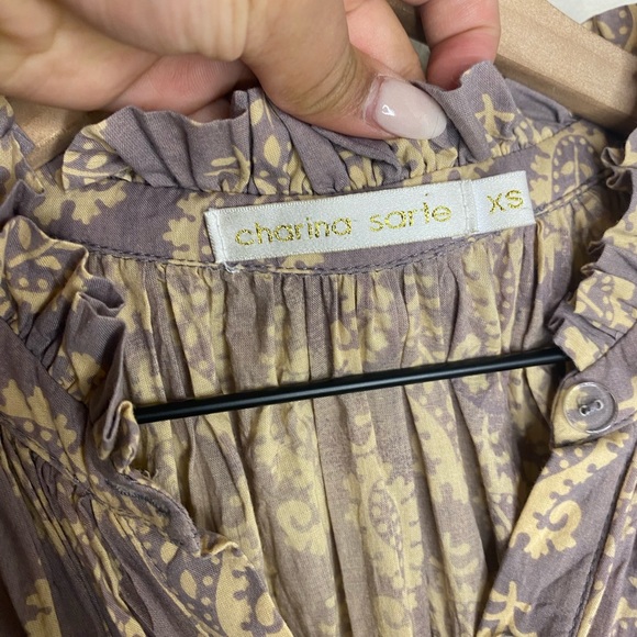 Charina Sarte Spade Mini Dress / Cream, Brown, Gray / Size Small *flaws* - Picture 5 of 9